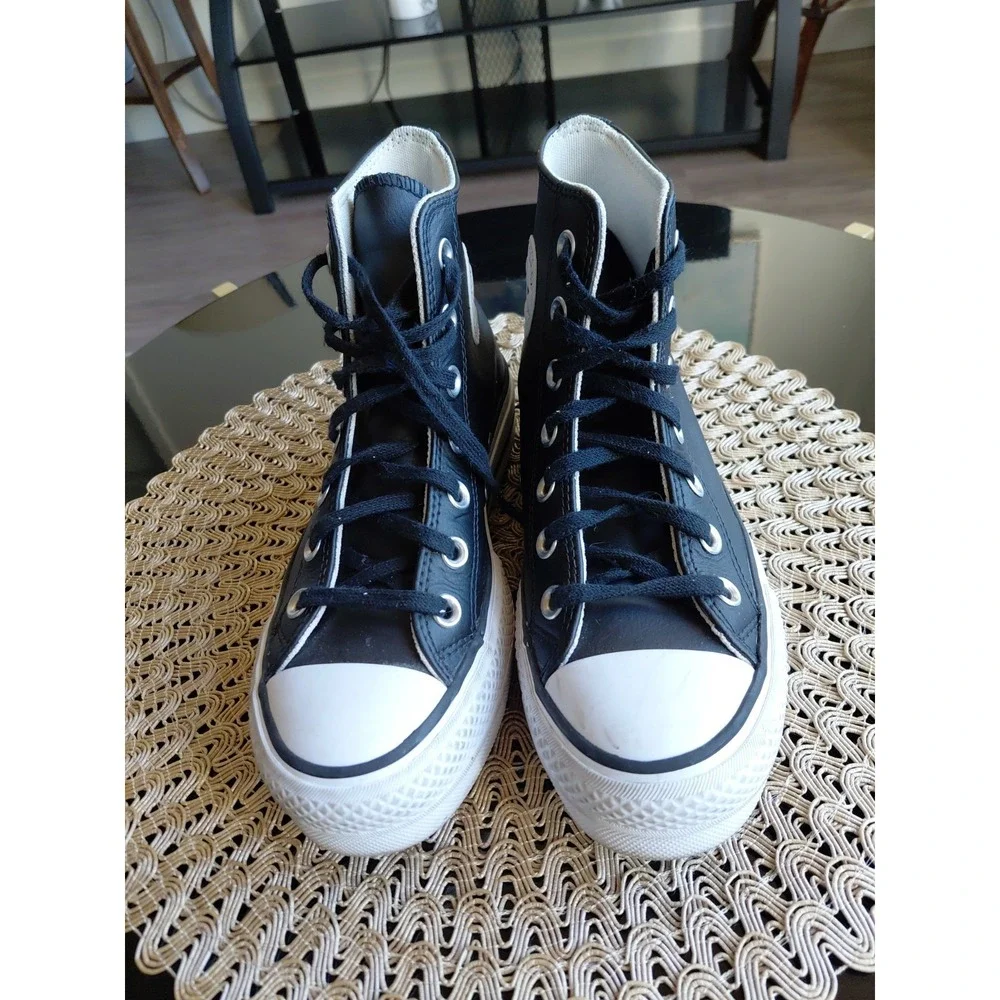 CONVERSE‎ Chuck Taylor  All Star Platform Leather J Black (A02485C) Sz 5